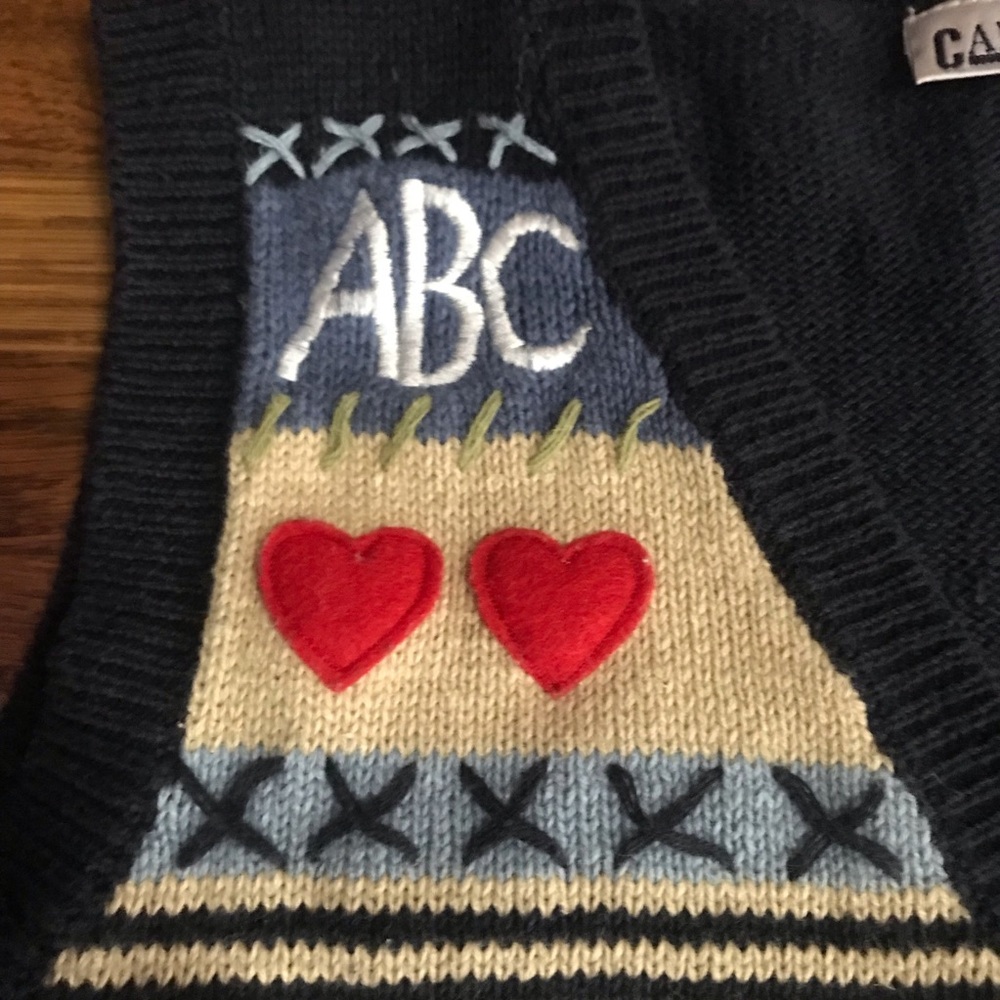 SOLD vintage Teacher sweater vest cardigan L M 90s academia - Picture 2 of 5